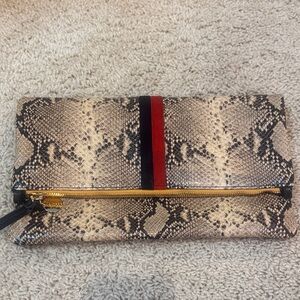 Clare V Foldover Clutch in Tan Spring Snake